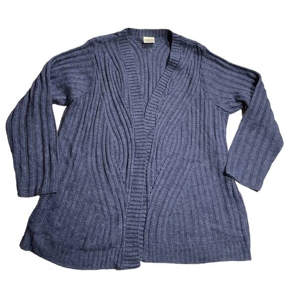 Bedford Fair Open Front Knit Cardigan Sweater Womens Sz XL USA Blue *Tiny Flaw - Picture 1 of 10